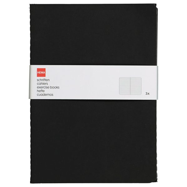 HEMA Schriften A5 Gelinieerd Zwart - 3 Stuks
