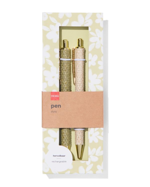 HEMA Hervulbare Balpen Gevlochten In Cadeaudoos - 2 Stuks