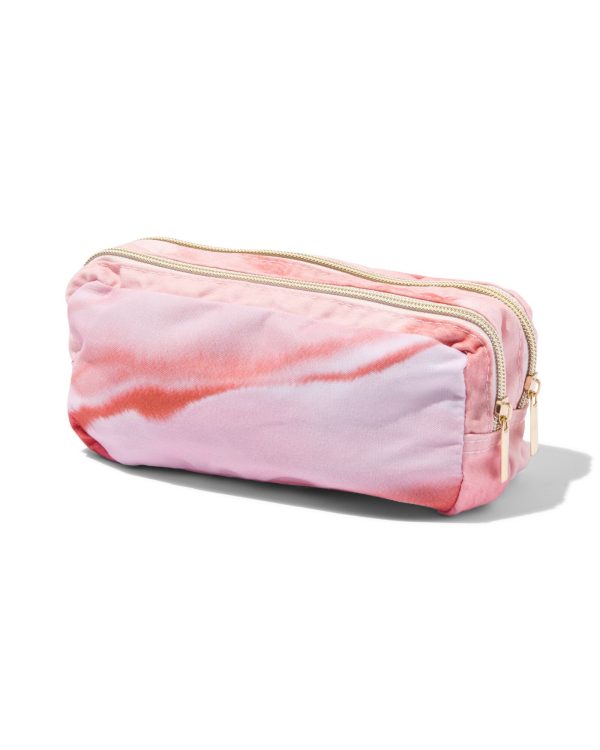 HEMA Etui Met Dubbele Rits Marmer Roze