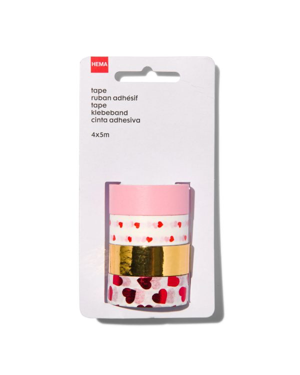 HEMA Washi Tapes 5mx1.5cm Hartjes - 4 Stuks