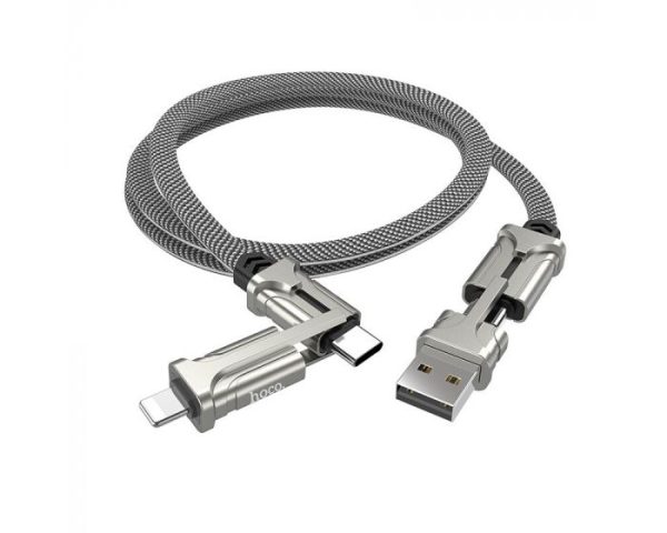 Hoco Charge&Synch 3-in-1 Kabel Micro / USB-C / Lightning - grijs 1 meter