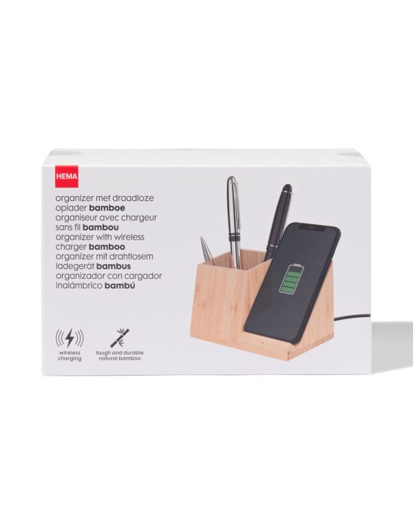 HEMA Organizer Met Draadloze Oplader Bamboe