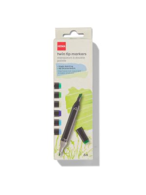 HEMA Twin Tip Markers Blauw-groen - 6 Stuks