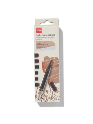 HEMA Twin Tip Markers Bruin-grijs - 6 Stuks