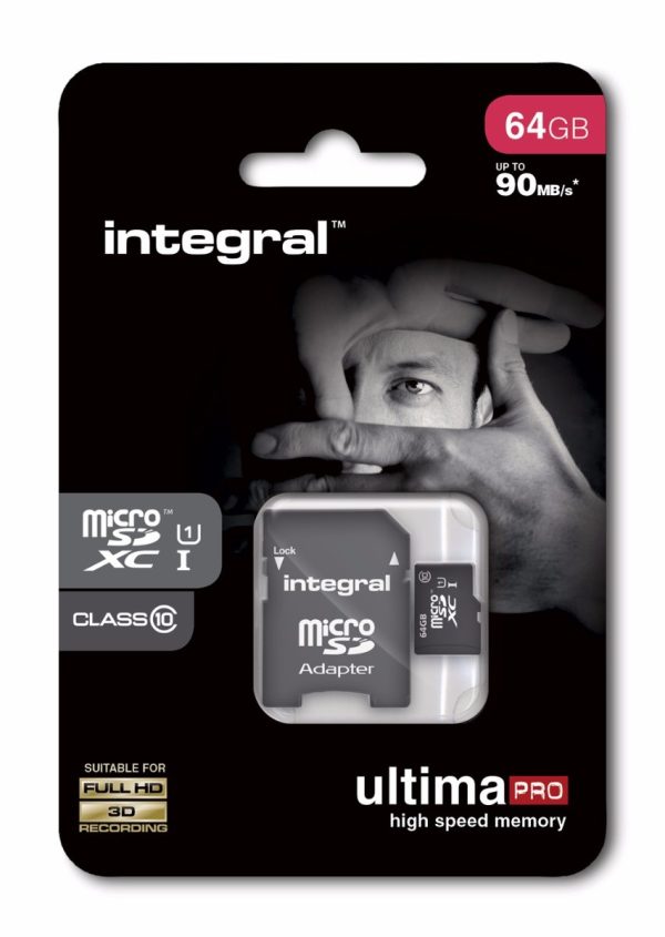 64GB Integral MicroSDXC card - class 10 (90MB/s)