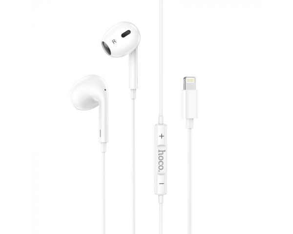 Hoco In Ear Oordopjes met draad en microfoon Lightning - Wit