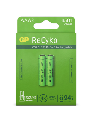 GP NiMH oplaadbare AAA Micro penlite (650mAh), blister 2