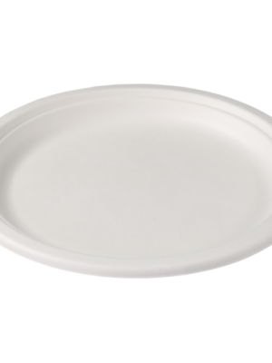 Depa® Bord | rond | 1-vaks | bagasse (suikerrietpulp) | Ø23cm | wit | 8 stuks