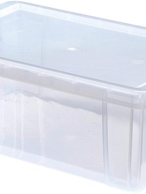 Bankers Box opbergdoos 10 liter, transparant met blauwe handvaten, per stuk verpakt in karton