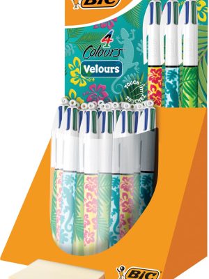 Bic 4 Colours Velours, balpen, 0,32 mm, 4 klassieke inktkleuren, display van 30 stuks