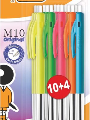 Bic balpen M10 Original Ultracolours, blister van 10 + 4 gratis