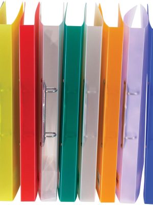 Bronyl ringmap, voor ft A4, uit PP, 2 D-ringen van 15 mm, geassorteerde transparante kleuren