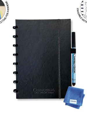 Correctbook A5 Premium Hardcover: uitwisbaar / herbruikbaar notitieboek, gelijnd, Ink Black (zwart)
