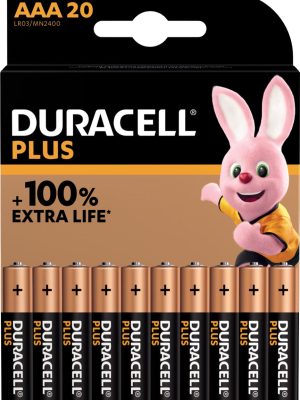 Duracell batterij Plus 100% AAA, blister van 20 stuks