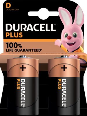 Duracell batterij Plus 100% D, blister van 2 stuks