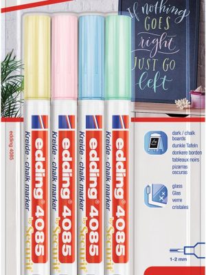 Edding Krijtmarker e-4085, ronde punt van 1 - 2 mm, blister van 4 pastel kleuren