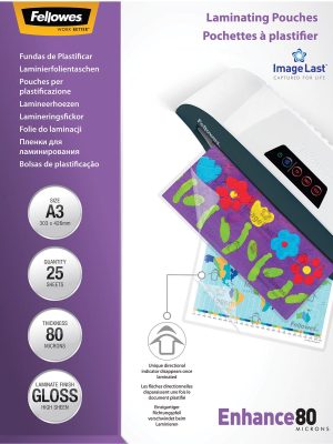 Fellowes lamineerhoezen ft A3, 160 micron (2 x 80 micron), glanzend, pak van 25 stuks