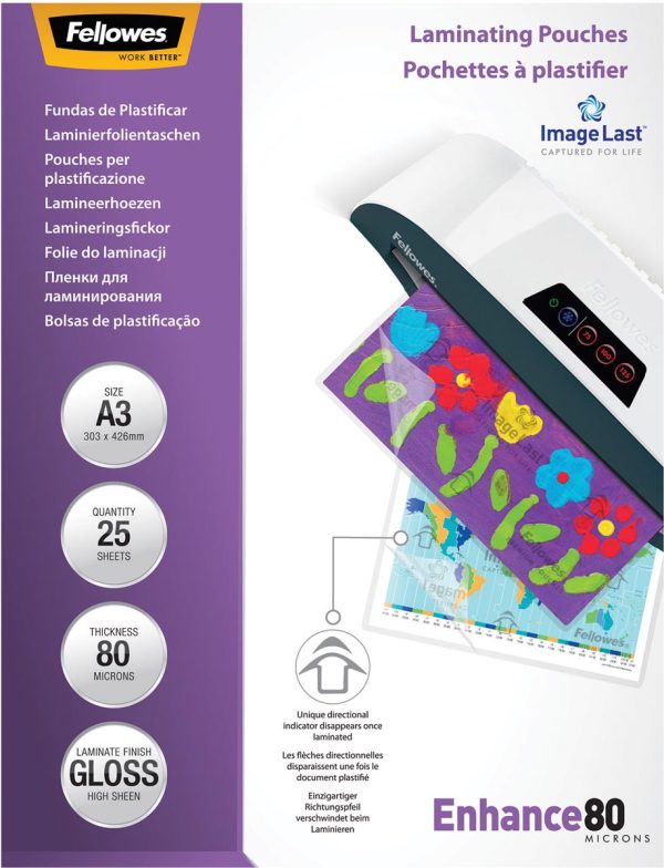 Fellowes lamineerhoezen ft A3, 160 micron (2 x 80 micron), glanzend, pak van 25 stuks