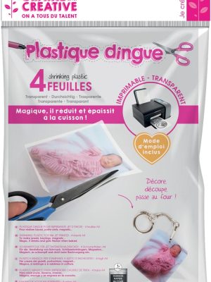Graine Créative krimpplastiek, bedrukbaar, etui van 4 vel, transparant