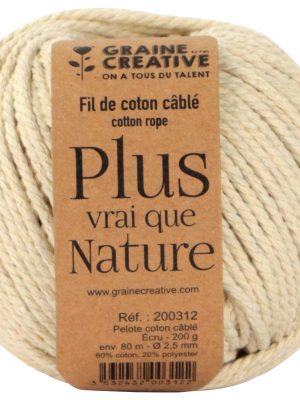 Graine Créative Macramé touw, ft 2,5 mm x 50 m, ecru