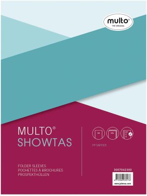 Multo geperforeerde showtas ft A3, 2-, 4- en 23-gaatsperforatie, 80 micron, gekorreld, pak van 10 st