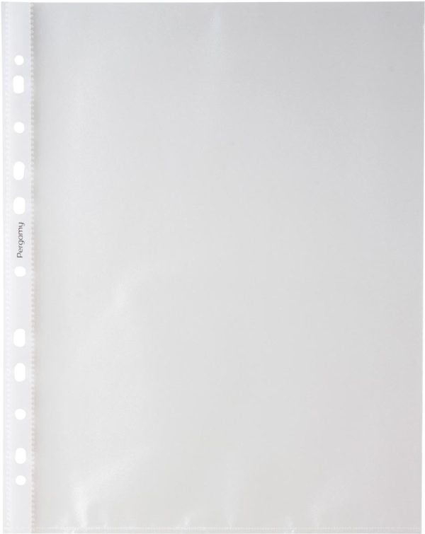 Pergamy geperforeerde showtas, ft A4, 11-gaatsperforatie, gekorrelde PP van 50 micron, pak van 100 stuks