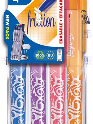 Pilot roller Frixion Ball Set 2 Go blister van 4 stuks, oranje, roze, paars en blauw