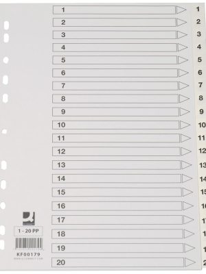 Q-CONNECT tabbladen set 1-20, met indexblad, ft A4, wit
