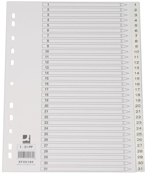 Q-CONNECT tabbladen set 1-31, met indexblad, ft A4, wit