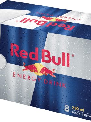 Red Bull energiedrank, regular, blik van 25 cl, pak van 8 stuks