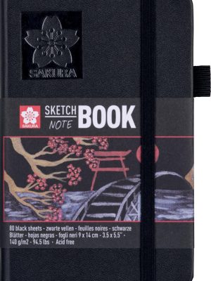 Sakura schetsboek, 80 vel, 140 g/m², ft 9 x 14 cm, zwart papier