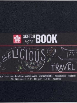 Sakura schetsboek, 80 vel, 140 g/m², ft A5, zwart papier