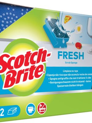 Scotch Brite schuurspons Fresh, niet-krassend, met nagelbescherming, pak van 2 stuks