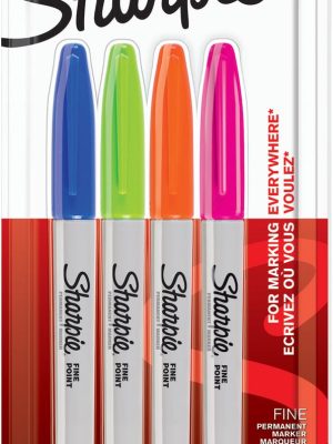 Sharpie permanent marker, fijne punt, blister van 4 stuks, geassorteerde kleuren