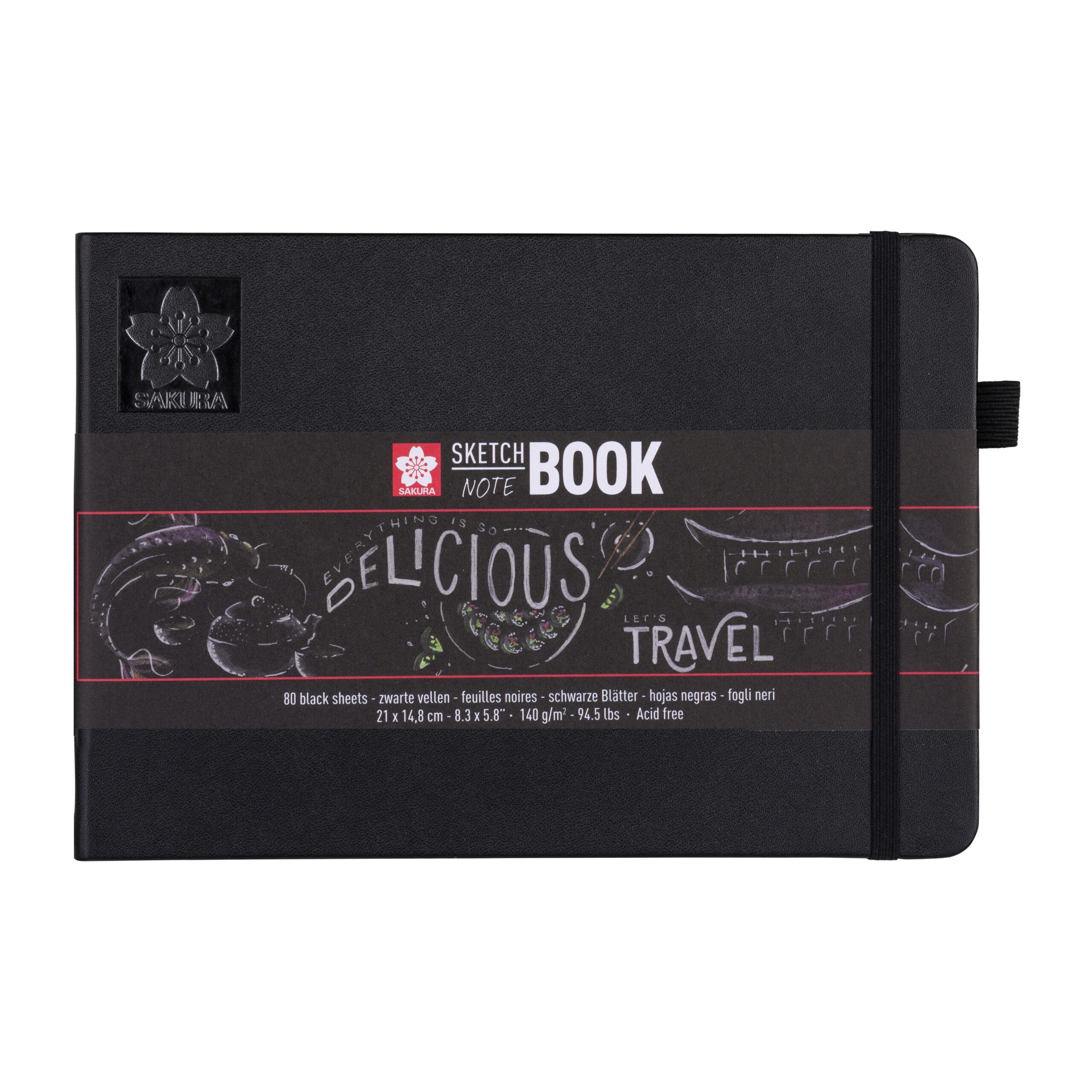 Schetsboek sakura 80 zwarte vellen 210x148mm zwart | 5 stuks 1 Schetsboek sakura 80 zwarte vellen 210x148mm zwart | 5 stuks