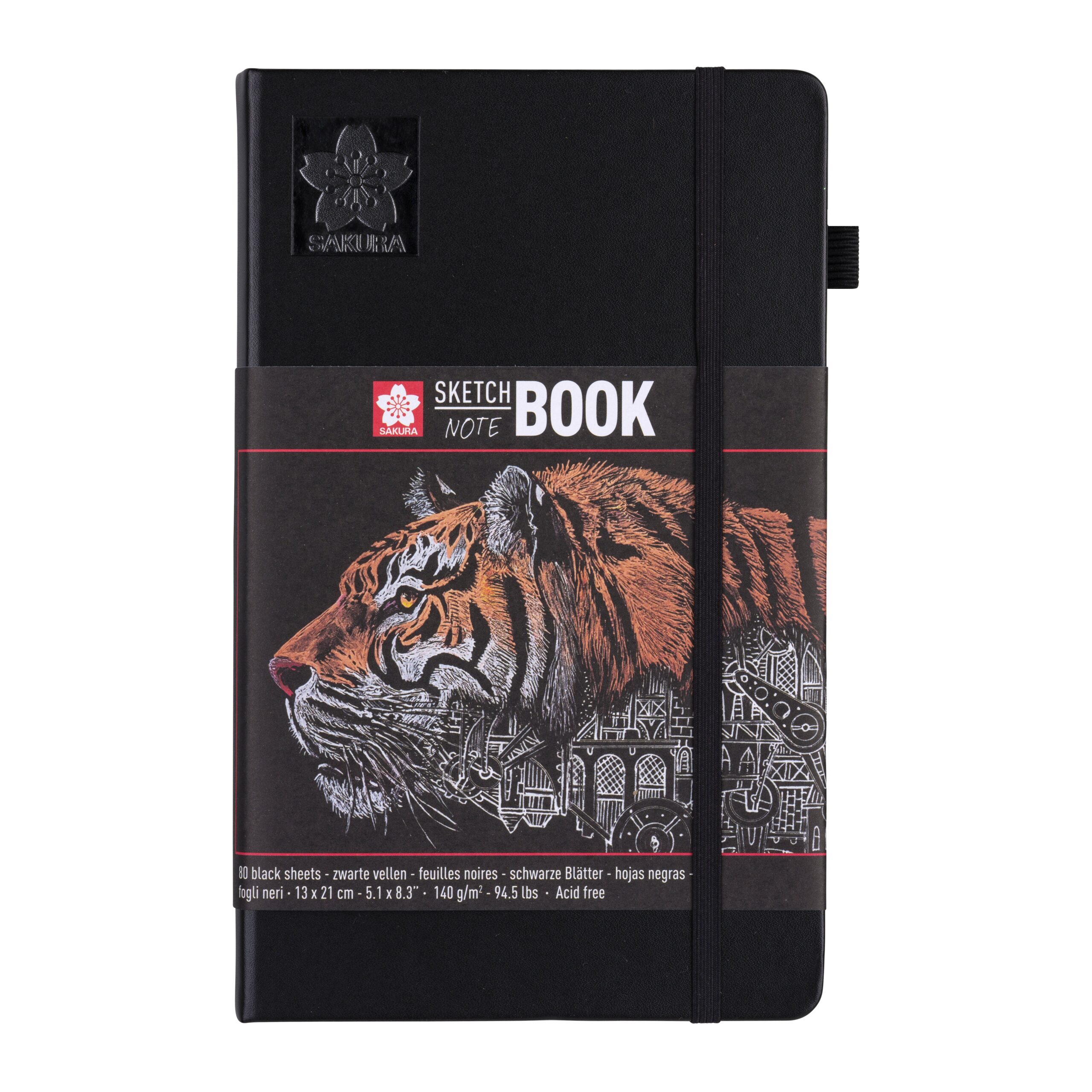 Schetsboek sakura 80 zwarte vellen 130x210mm zwart | 5 stuks 1 Schetsboek sakura 80 zwarte vellen 130x210mm zwart | 5 stuks