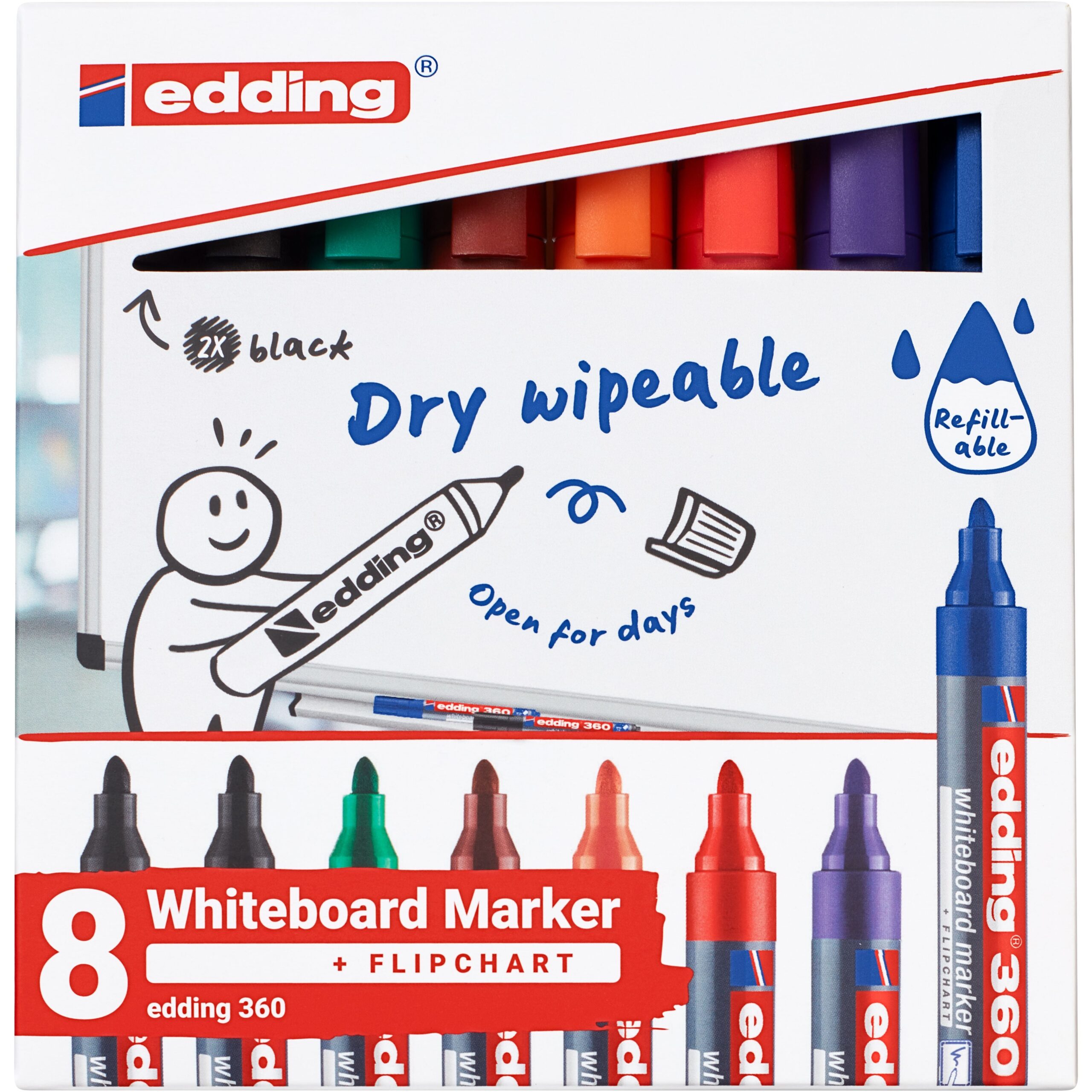Whiteboardmarker edding 360 rond 1.5-3mm ass 1 Whiteboardmarker edding 360 rond 1.5-3mm ass