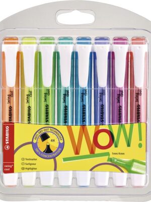STABILO swing cool, smalle markeerstift, etui met 8 kleuren