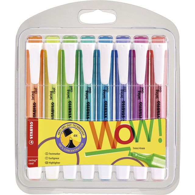 STABILO swing cool, smalle markeerstift, etui met 8 kleuren 1 STABILO swing cool, smalle markeerstift, etui met 8 kleuren