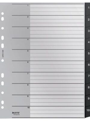 Tabblad leitz recycle a4 1-10 extra breed pp | 3000 stuks