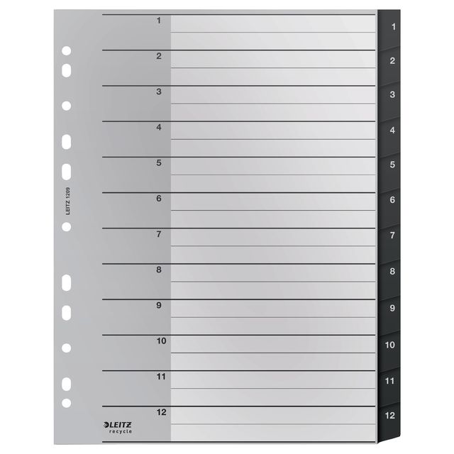Tabblad leitz recycle a4 1-12 extra breed pp | 100 stuks 1 Tabblad leitz recycle a4 1-12 extra breed pp | 100 stuks