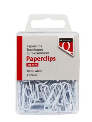 Paperclip quantore 28mm wit 100 stuks