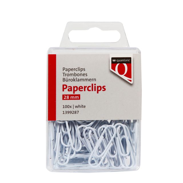 Paperclip quantore 28mm wit 100 stuks 1 Paperclip quantore 28mm wit 100 stuks