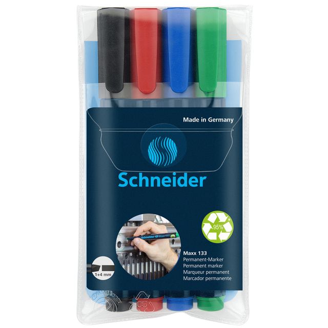 Permanent marker schneider maxx 133 1-4mm 4st ass | 10 stuks 1 Permanent marker schneider maxx 133 1-4mm 4st ass | 10 stuks