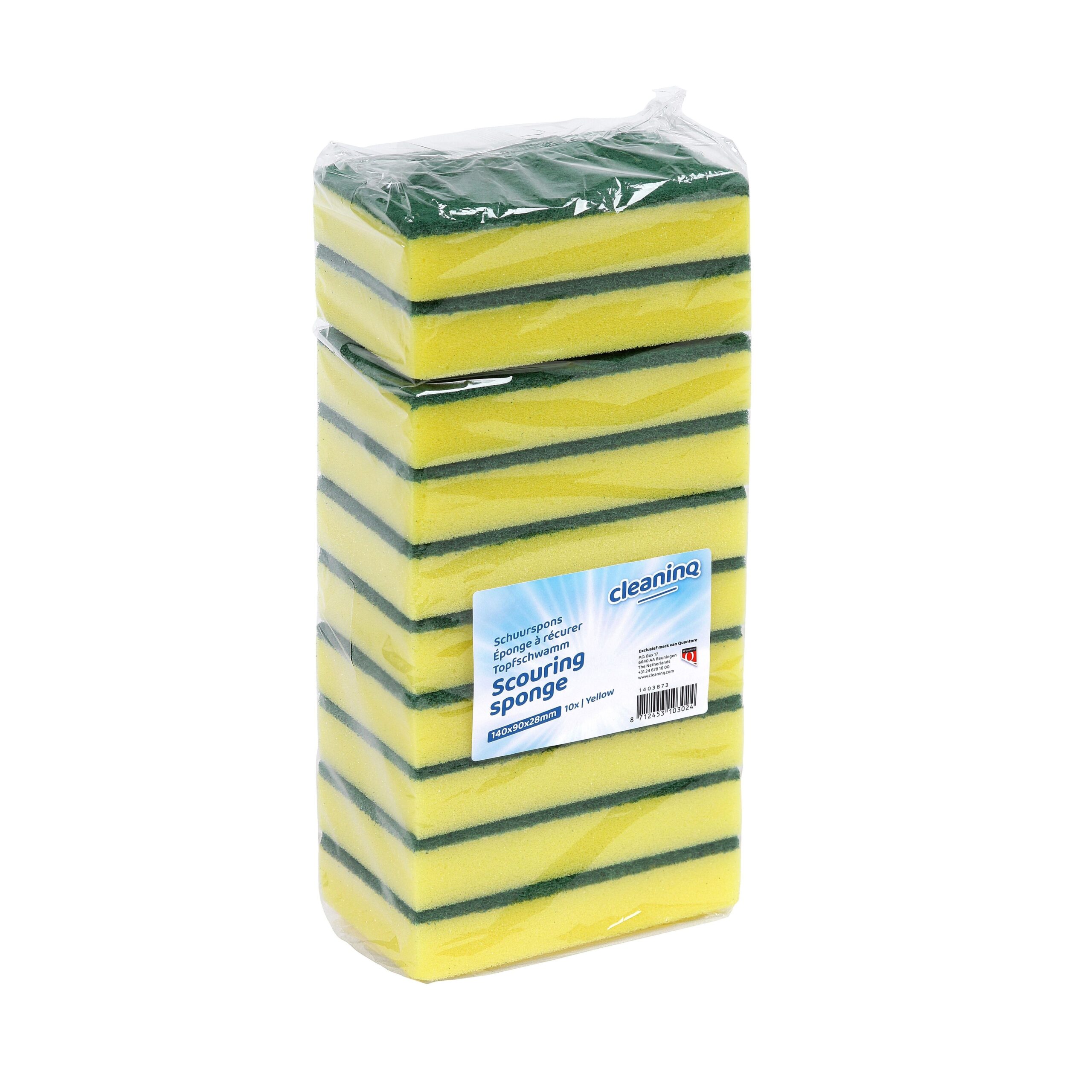 Schuurspons cleaninq 140x90x28mm geel/groen | 36 stuks 1 Schuurspons cleaninq 140x90x28mm geel/groen | 36 stuks