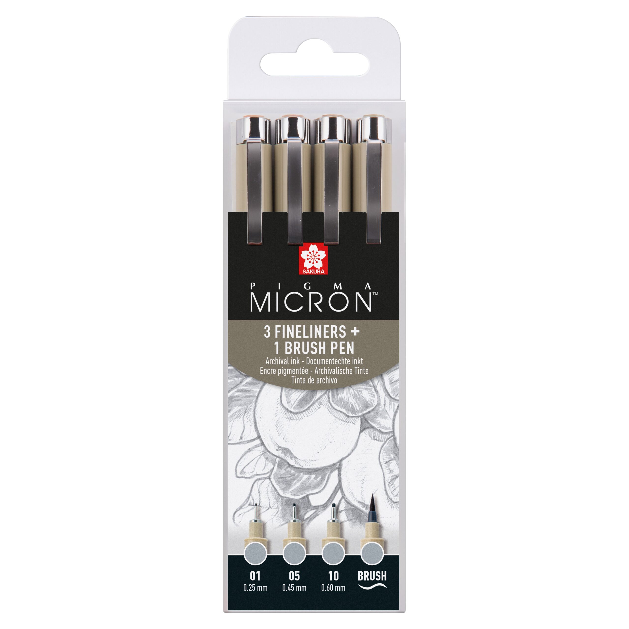 Fineliner sakura pigma micron lichtgrijs 4 maten 1 Fineliner sakura pigma micron lichtgrijs 4 maten