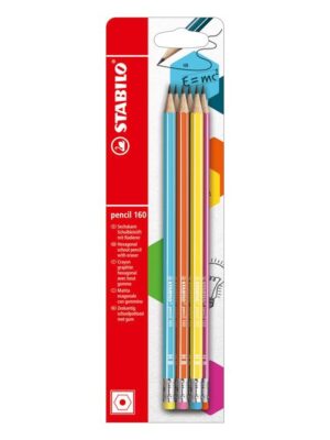 Potlood stabilo 160 hb met gumtop 6st assorti