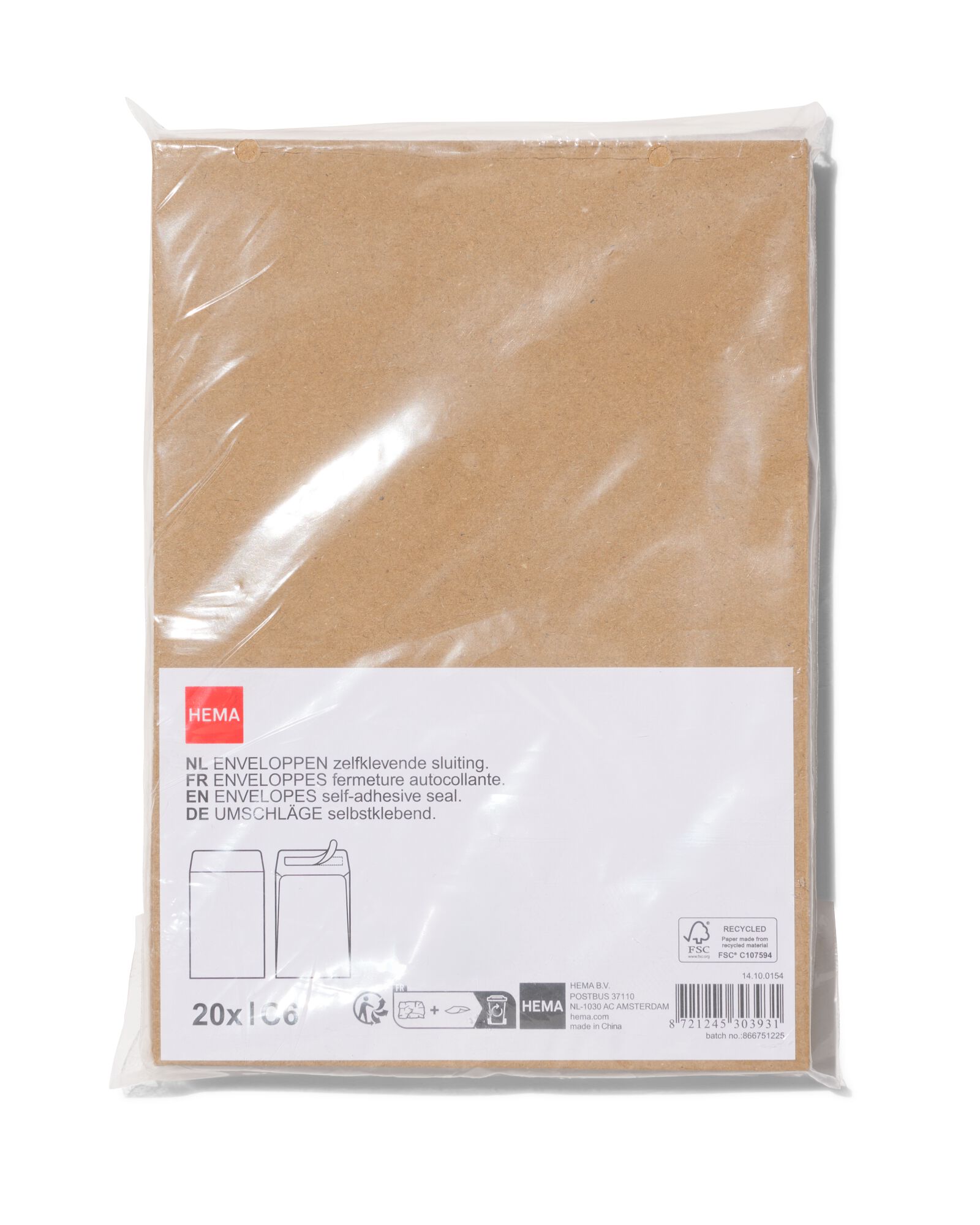 HEMA HEMA Enveloppen C6 Kraft - 20 Stuks 1 HEMA HEMA Enveloppen C6 Kraft - 20 Stuks