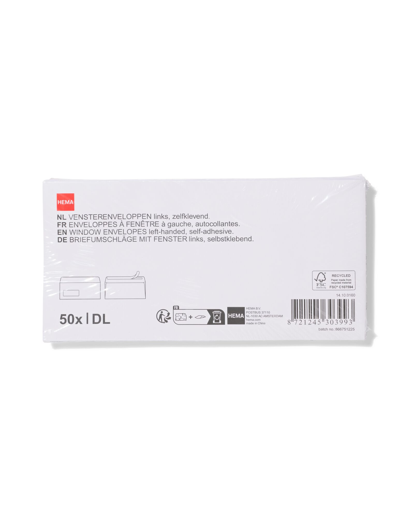 HEMA HEMA Enveloppen DL Venster Links Wit - 50 Stuks 1 HEMA HEMA Enveloppen DL Venster Links Wit - 50 Stuks