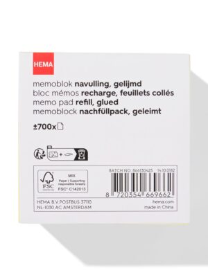 HEMA HEMA Memoblok Navulling Pastel